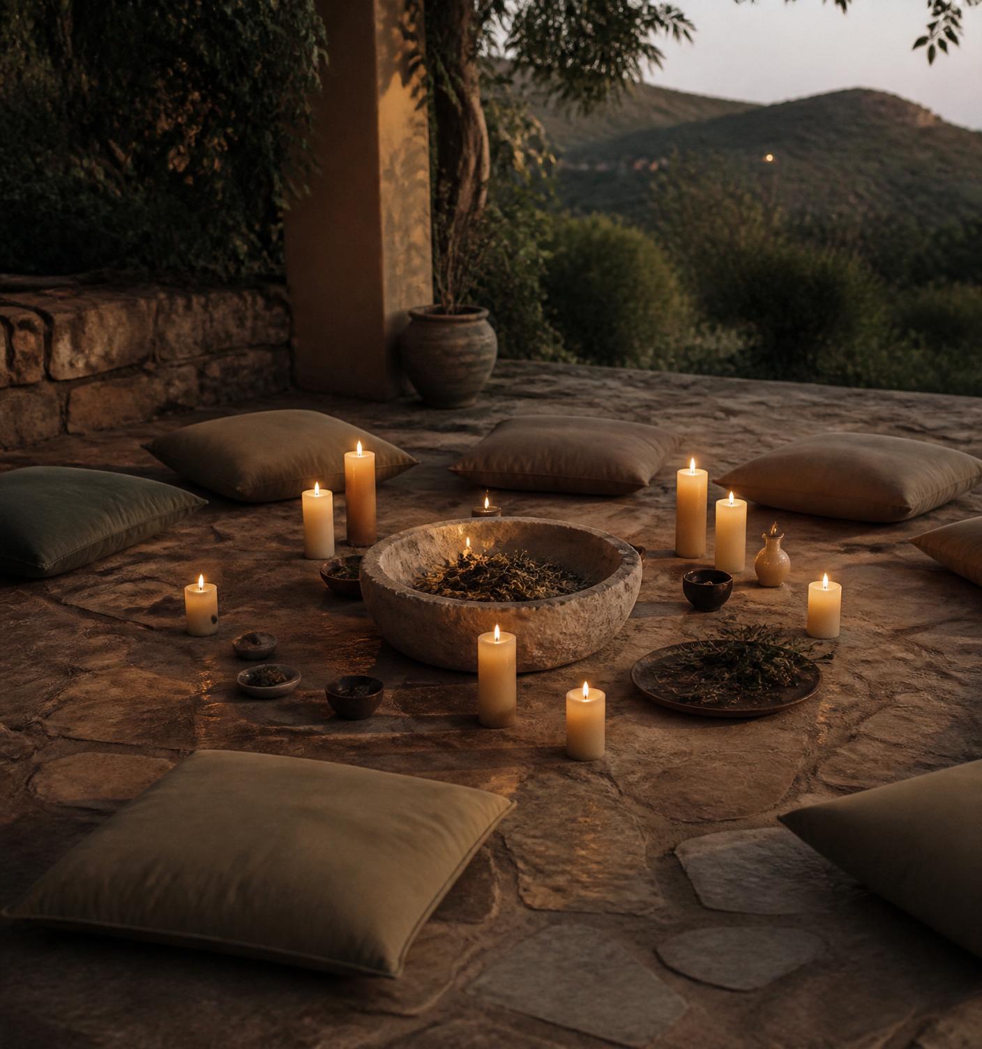 Candlelit ceremony circle